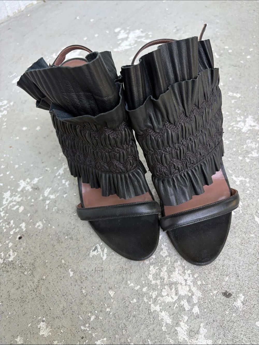 Tabitha Simmons flouncy smocked Napa leather sling back